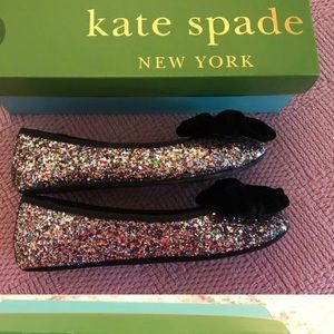 Kate spade plush slippers 8 multi glitter